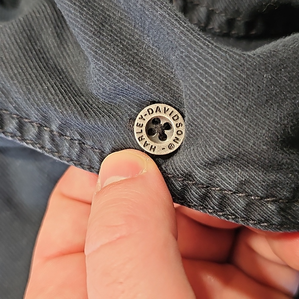 Harley-Davidson XXXL Black and Brown Collared Button Doown Shirt with Logo Patch - Picture 6 of 6